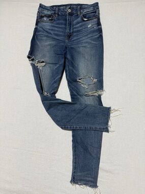 American Eagle Curvy Super Hi-Rise Jegging Super Stretch Destroyed Jeans 6 Short